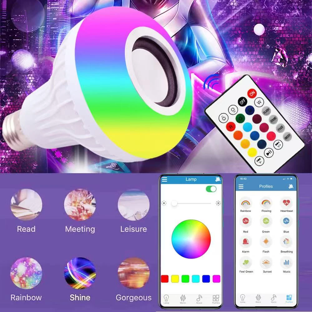 Smart led light bulbs AC85-265V 12W E27 LED light bulb with Bluetooth speaker