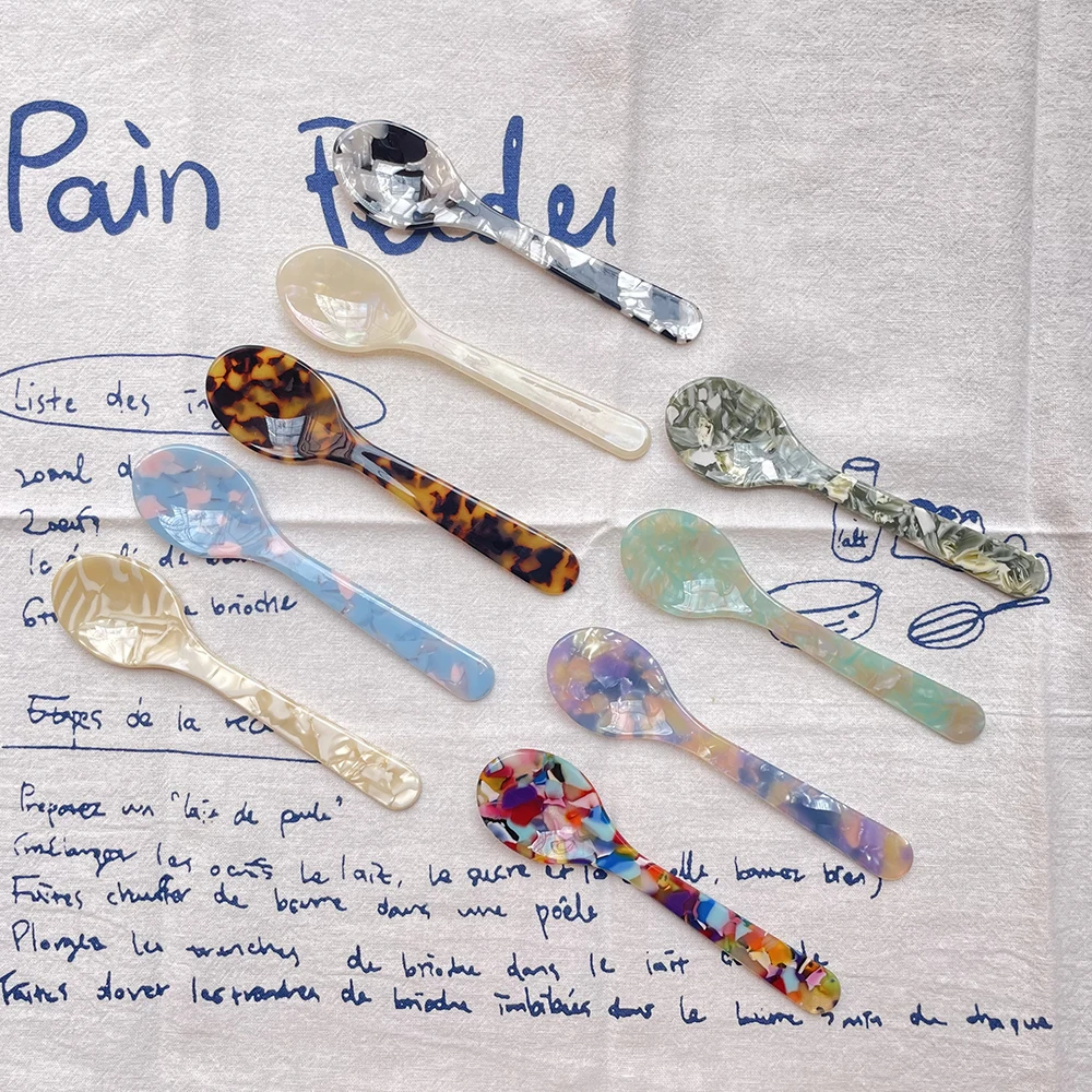 Description Picture 2 of item11CM Colorful Acrylic Ice Spoon Cream Coffee Caviar Spoon Stirring Spoons Dessert Spoon Teaspoon Crafts Kitchen Tool Tableware