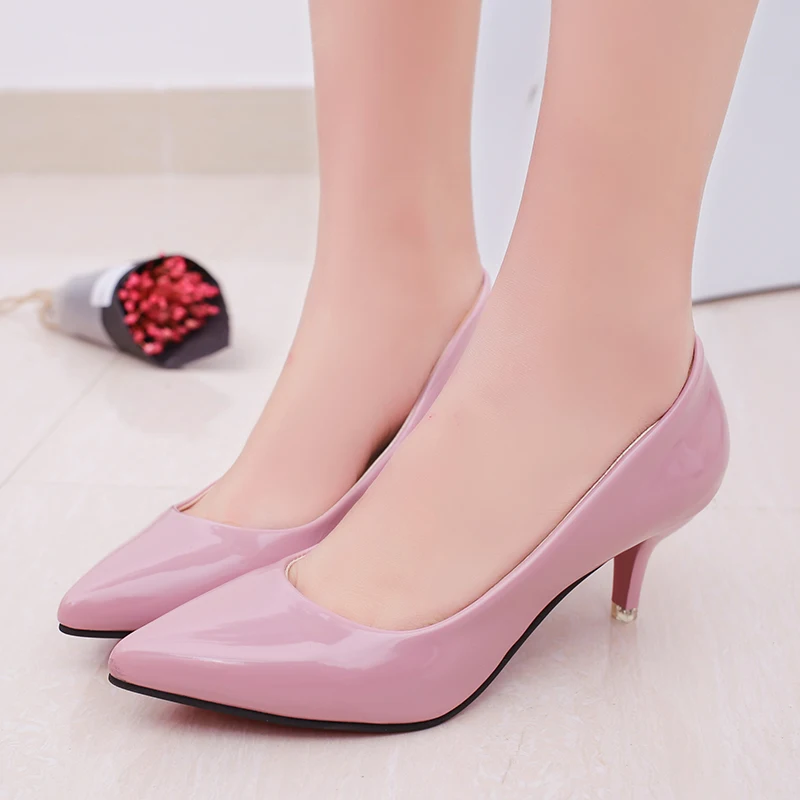 Hot Selling Spring Autumn Women's Ponited Toe Pumps Wedding Shoes Woman Leather High Heels Shoes Lady Casual Comfortable