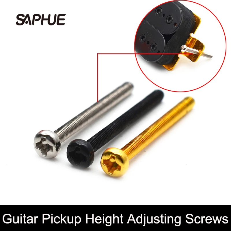 

50 шт., винты для регулировки высоты электрогитары M2.5 * 32PM, черный/золотой/хром