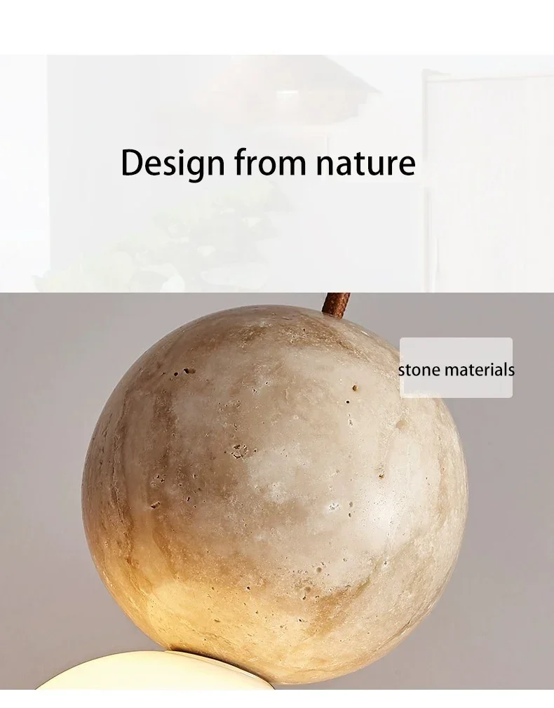 Led Pendant Light Stone Cream Retro Chandelier image 1