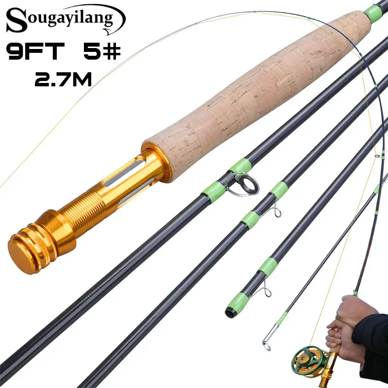 Sougayilang Fly Fishing Rod 3-12wt 2.7M Portable 5 Sections Carbon Fiber  Fast Action Fly Rod for Bass Fishing Pole - AliExpress