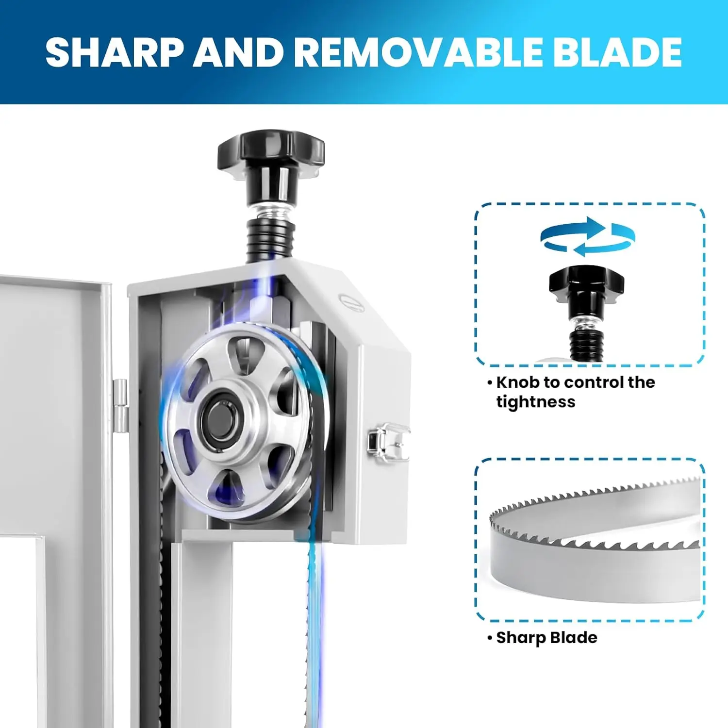 1500W Electric Bone Saw Machine, 20'' X 15'' Stainless Steel Countertop Meat Band Saw Machine, 0.04-7.8In Cutting Thickness 4