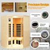 Far Infrared Wooden Sauna Room, 2-3 Person Home Sauna, Canadian Hemlock Indoor Corner Sauna Spa, 7 Low EMF Heaters, 2 Bluetooth 4