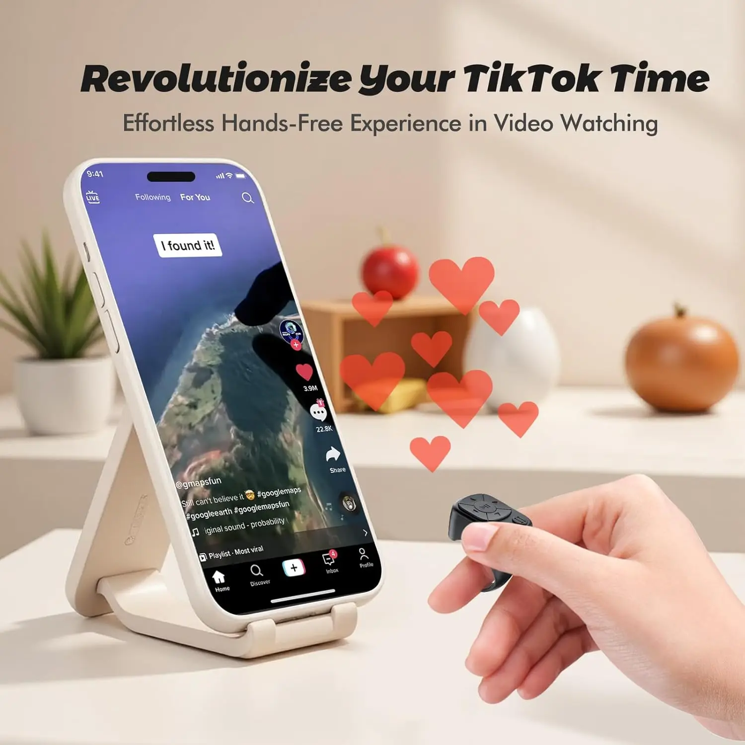 Tiktok 스크롤링 링 원격 제어는 Iphone, iPad Bluetooth 페이지 터닝 링 롤러, 카메라 셔터 모두에 적합합니다.