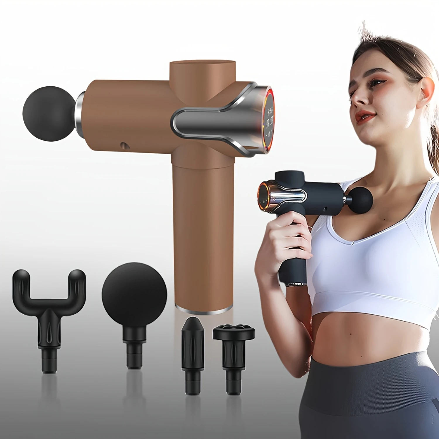 Multifunctional Portable LCD Massage Gun-99-Speed Touch Screen Deep Tissue Massager for Whole Body, Rechargeable Lithium Batte