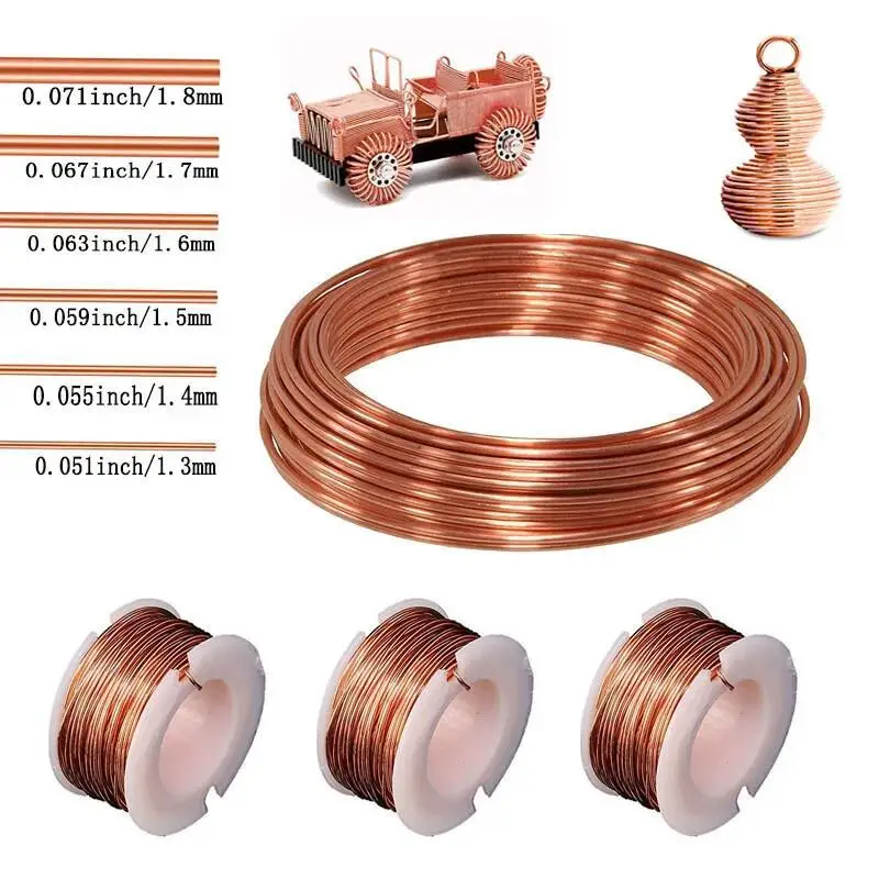 Premium Multi-Purpose Bare Copper Wire - Pure Copper Coil, Diameter 0.1-1.8mm, 10M Length