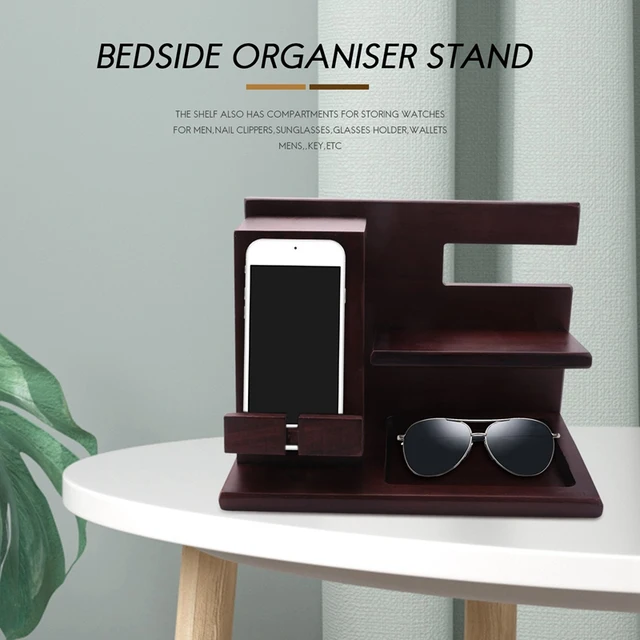 Christmas Gifts For Men - Gadgets For Mens Gifts Bedside Organiser Stand  Wooden Phone Charging Stand Bedside Tray Key Stand Secr - Home Office  Storage - AliExpress