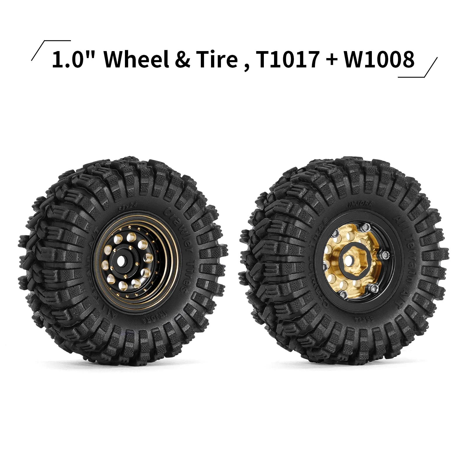 thumbnail image 2 of INJORA 1.0 Beadlock Wheels & Mud Tires For 1/18 RC Crawlers 2 of 9