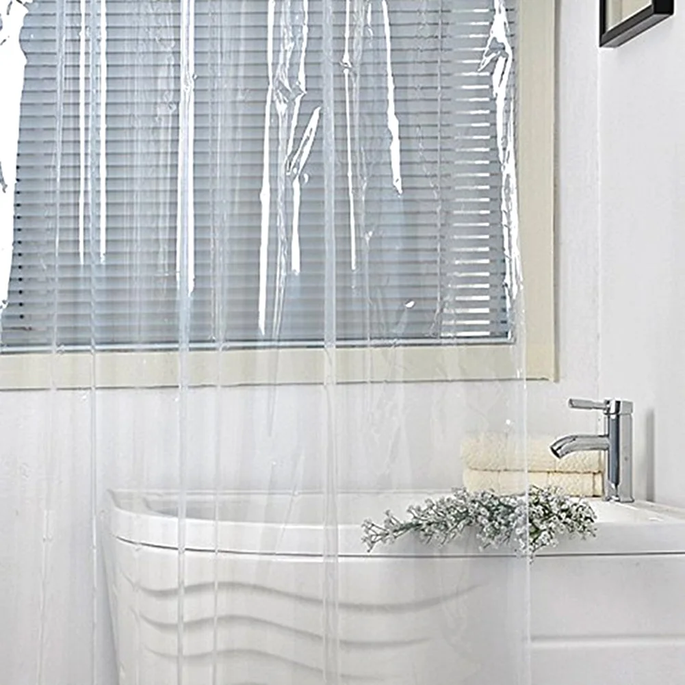 Clear Shower Curtain with Heavy Magnets PEVA Shower Liner 12 Hooks Waterproof Shower Curtain 180x180/200cm for Bathroom