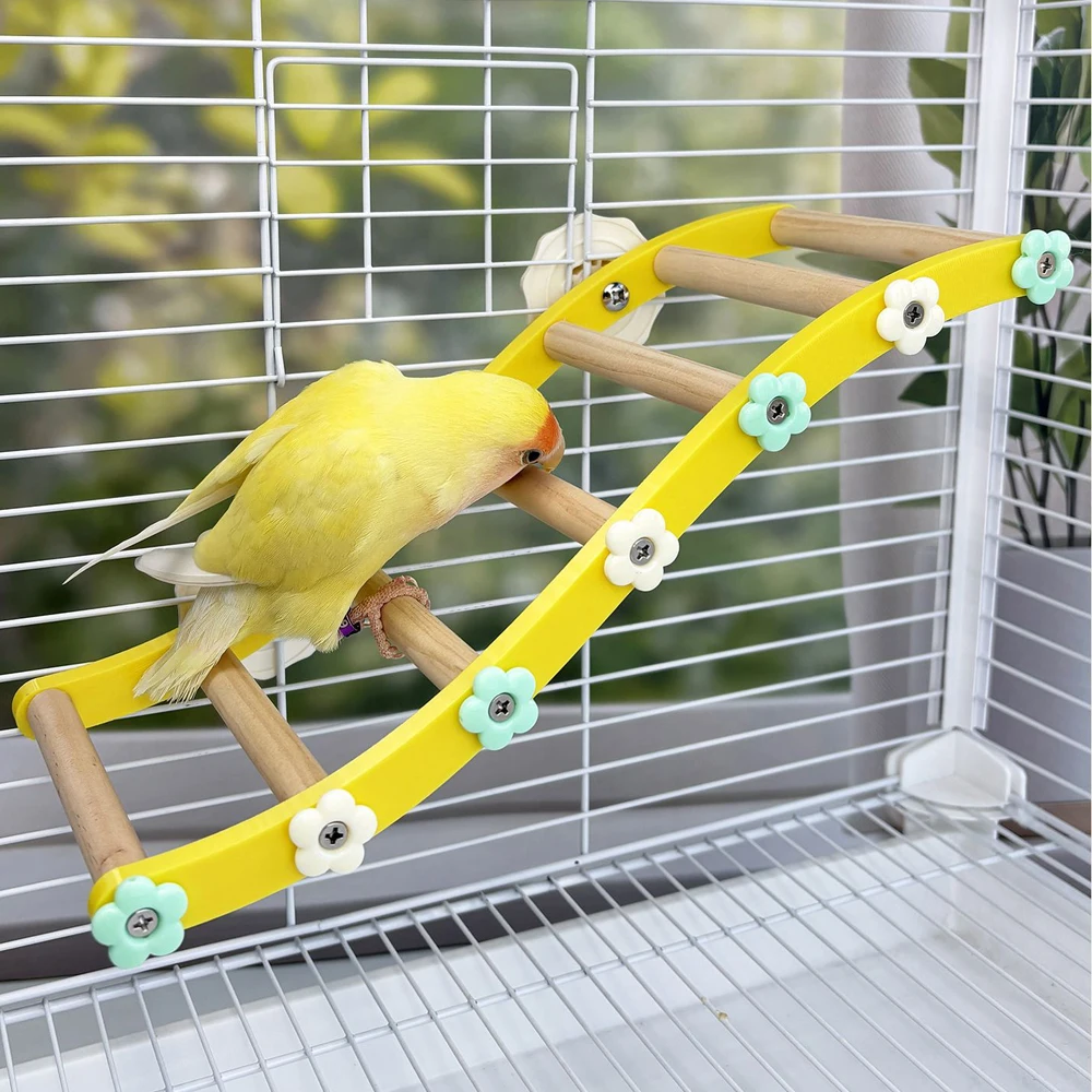 Bird Enrichment Climbing Ladder Bridge Toy - Flower Design for Cage Decor and Boredom Relief