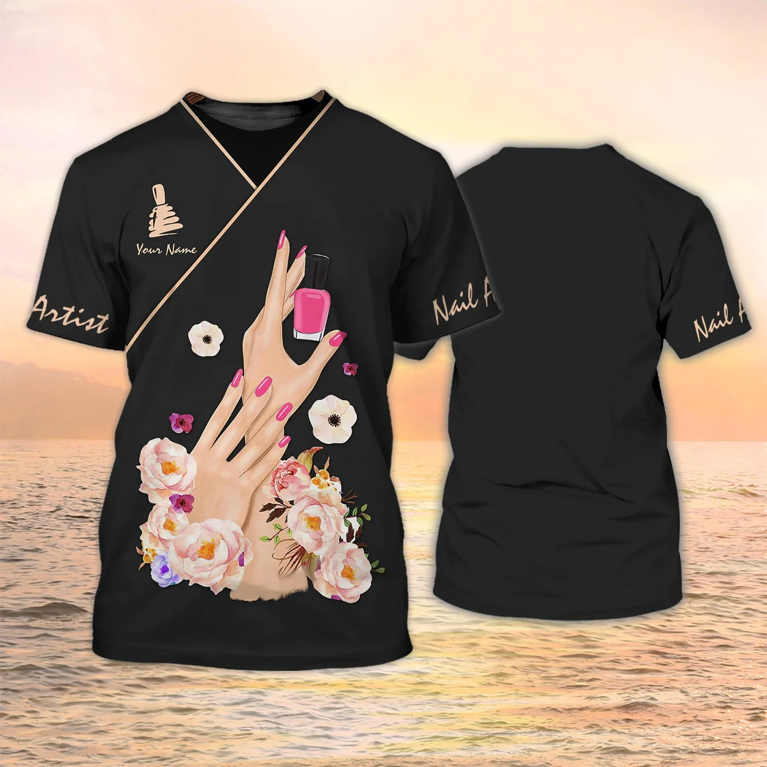 Neueste Sommer männer T-shirt Nagel Techniker Personalisierte Name 3D Gedruckt t-shirt Unisex Casual Tops Manikürist Geschenk DW158 – Detail 16