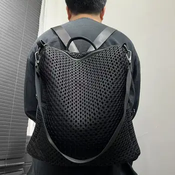 Zaino cucito retrò alla moda con borsa a tracolla casual in rete di grande capacità adatta per i pendolarismo quotidiano Mochilas рюкзак
