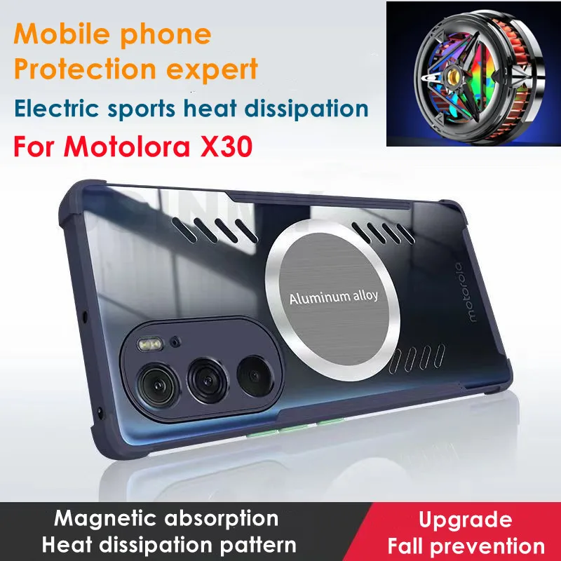 

For Motorola X30 Case Cooling Heat Dissipation Cover For Moto Edge S30 X30 Pro X40 With Thermal Game Graphene Magnetic Cool Fan