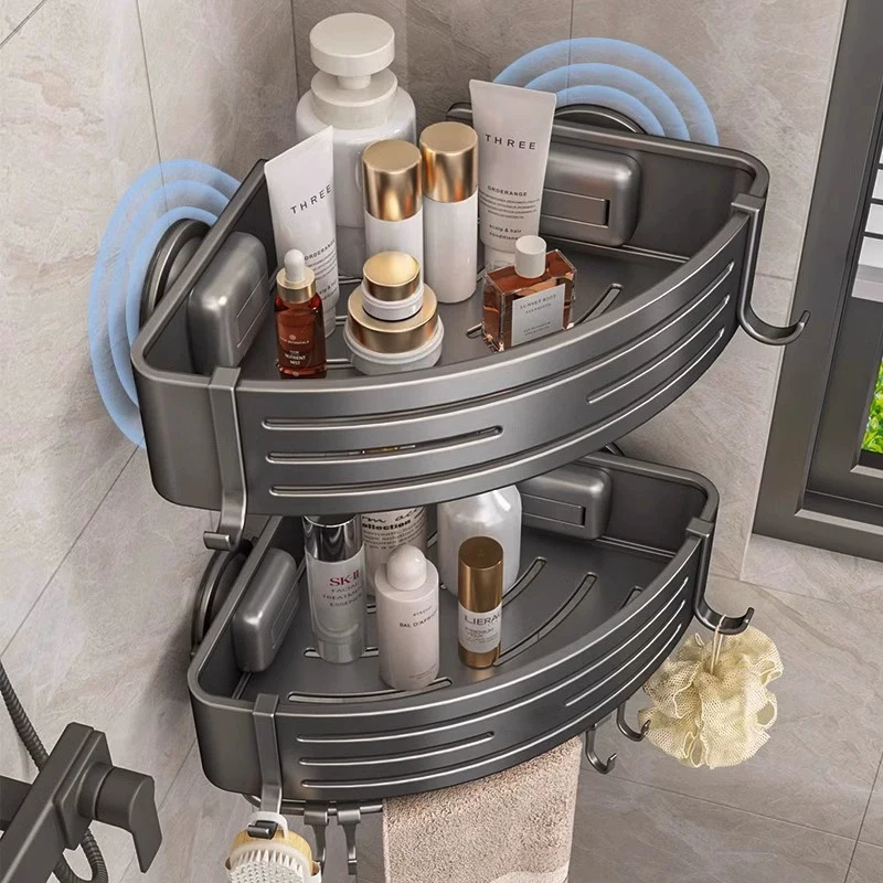 No-Drill Suction Cup storage rack, non perforated wall mounted sink, washbasin, toilet triangular basket storage rack