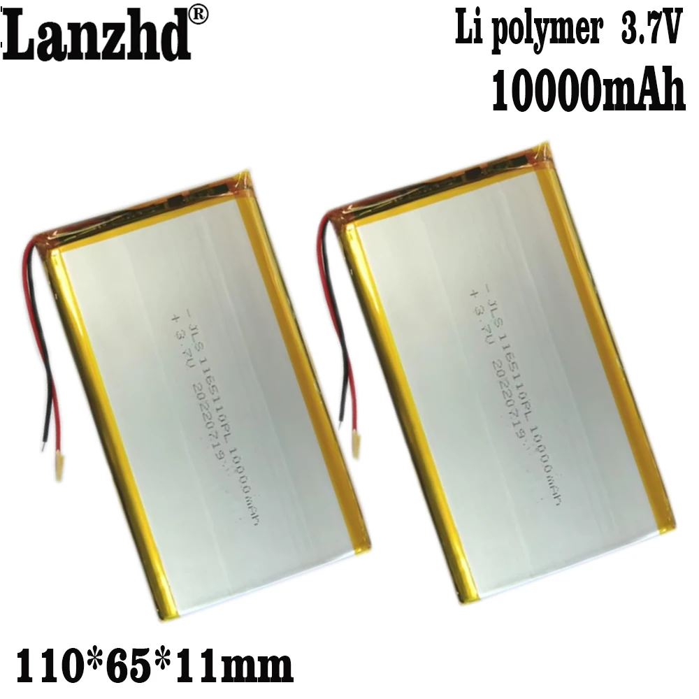 Bateria Macia do Pacote do Polímero 3.7v 10000mah 1165110 de li do Lítio de 110 Peças com Bms para a Tabuleta do Orador de Bluetooth do Banco de Potência - Image 2
