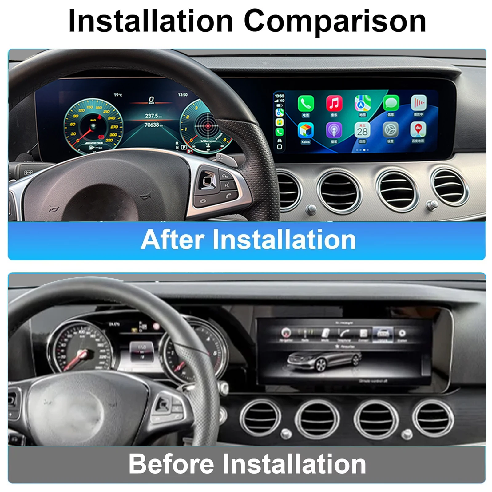 메르세데스-벤츠 E 클래스 W213 2016-2019용 디지털 계기판, 속도계, 안드로이드 라디오, 무선 카플레이, GPS 내비게이션