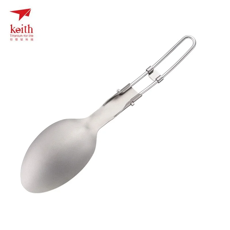Keith Dinner Spoons Ultralight Foldable Handle Titanium Cutlery, camping cutlery,portable tableware,portable cutlery,titanium tableware