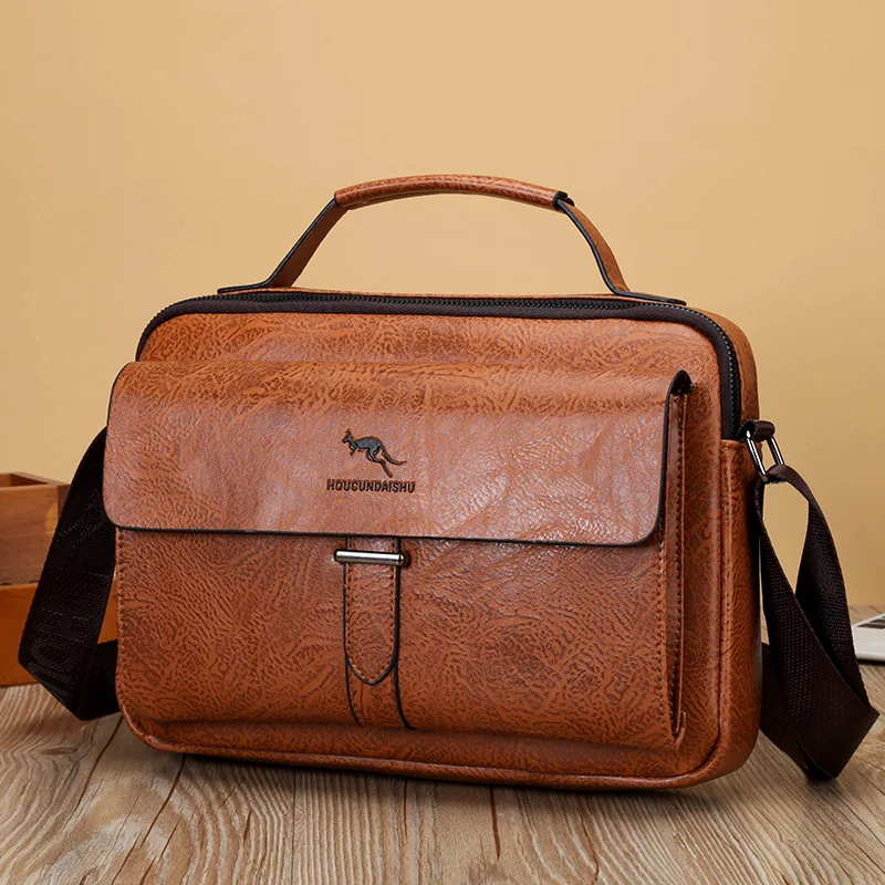 

Casual Vintage Men's Shoulder Bag Business Leather Messenger Bag Fashion Man Handbag Large Capacity Crossbody Bag