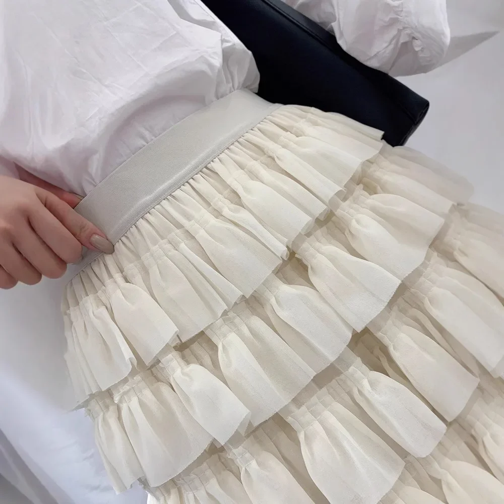 فستان شيفون طبقات خصر عالي