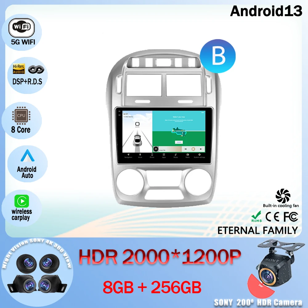 

Автомагнитола на Android 13 для Kia Cerato 1 LD 2004-2008, мультимедийный видеоплеер с сенсорной навигацией, GPS, Wi-Fi, BT, № 2din, DVD, QLED