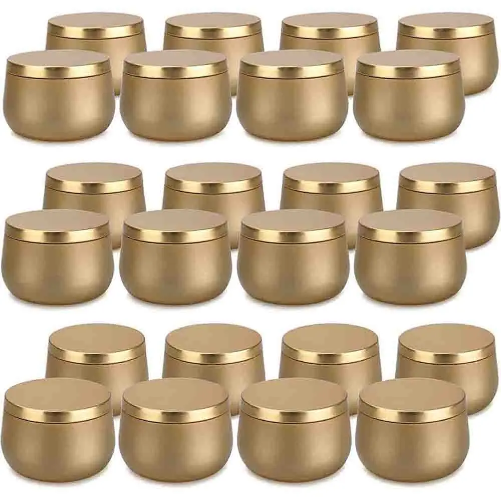 

Gemos 24 PCS 8 Oz Empty Metal Candle Tins Containers Set with Lid Wholesale Gold Candle Jars for DIY Candle Making Supplies