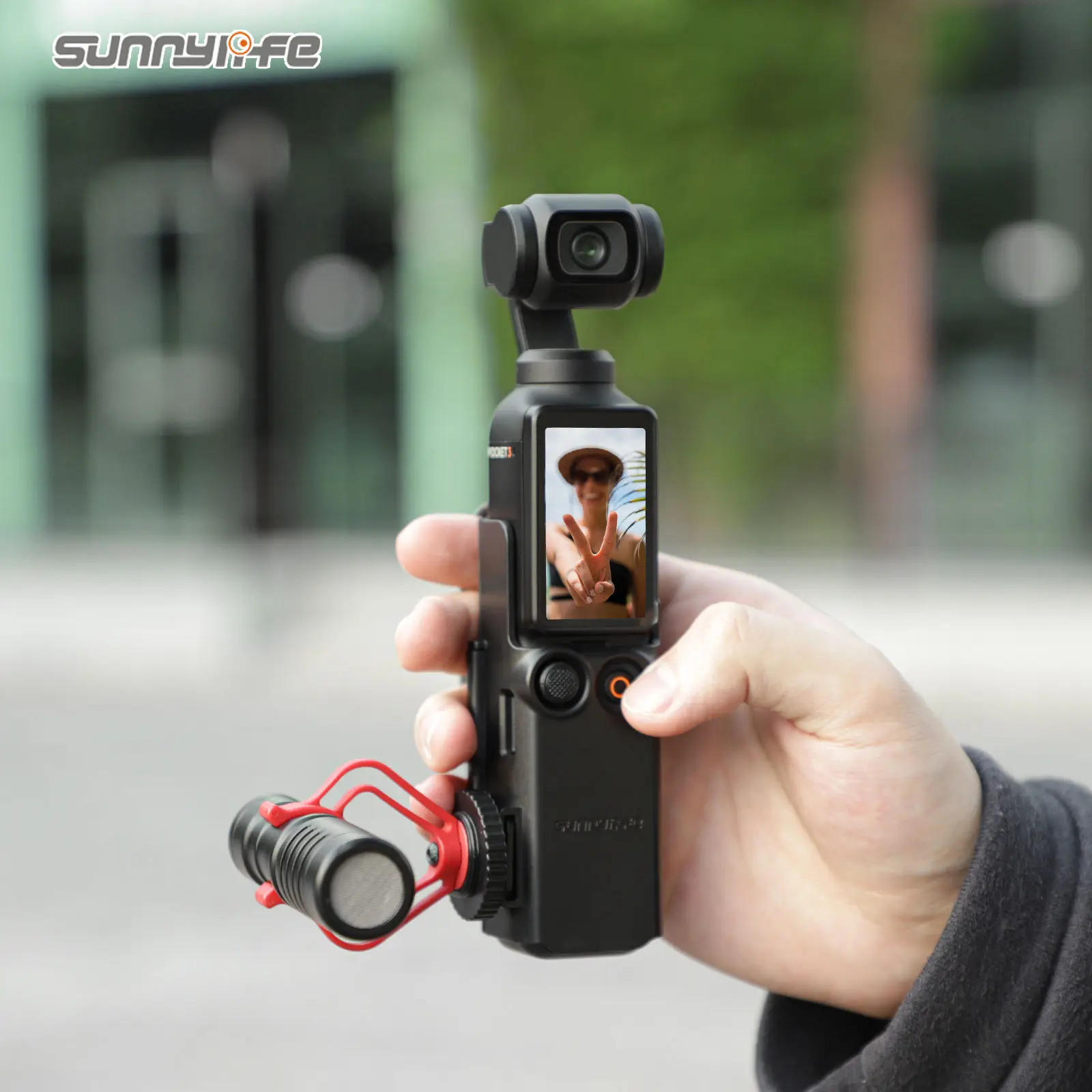 DJI Pocket 4/3용 Sunnylife 보호 브래킷 프레임(핸드 스트랩 포함) 콜드 슈 확장 핸들 사진 액세서리