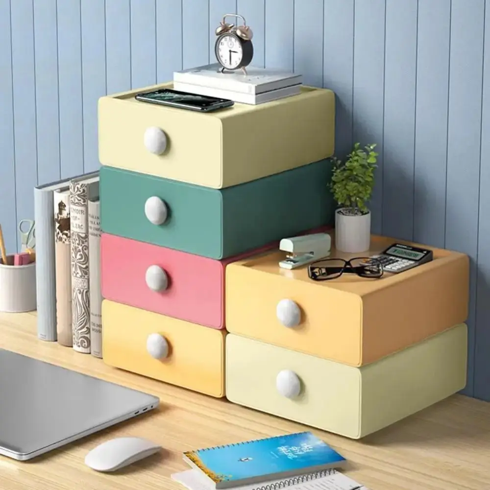 Stackable Desk Organizer Box Large Capacity Dust-proof Desktop Storage Boxes Drawer Cosmetics Storage Box Home Office