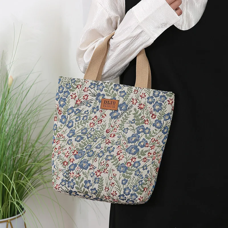 Neuer Stil Gestrickter Jacquard-Stoff Große Kapazität Handtasche, Bucket-Style Tragbare Aufbewahrungstasche, Alltagstasche für Mütter – Detail 14