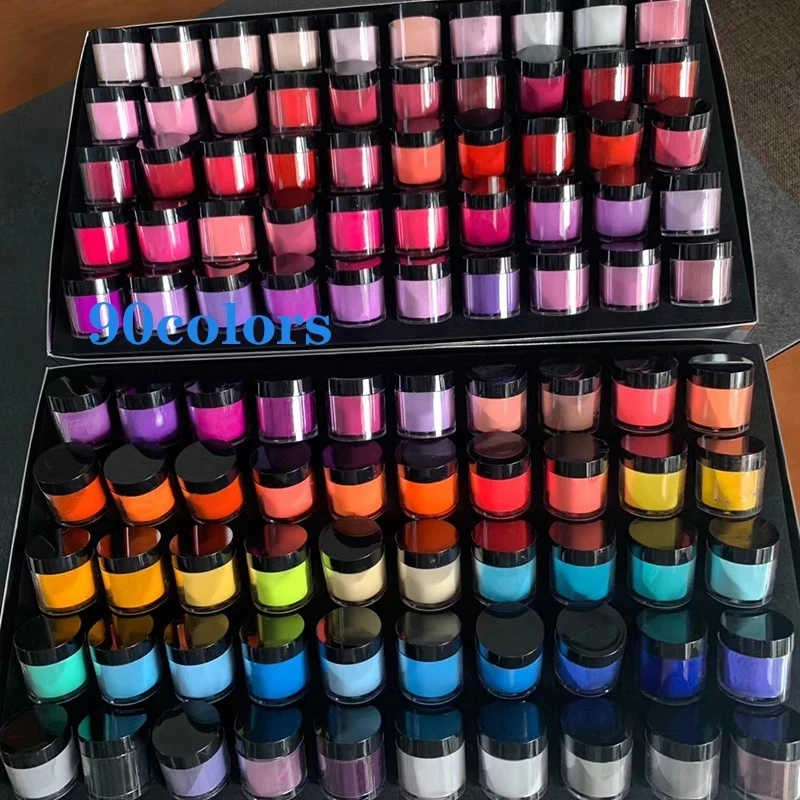 20/40/60/90pcs Acrylic Powder Set 3IN1Bottle Collection Dipping/Carving/Extension Crystal Powder Colorful Kit Manicure Powder -1 2