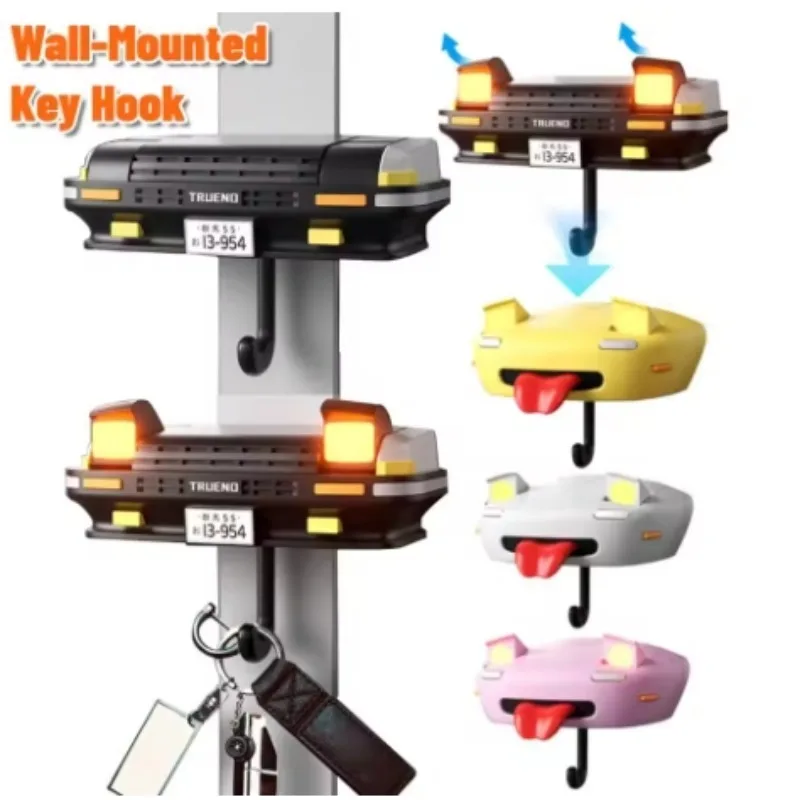 Car Open Headlight Key Holder With Light Initial D AE86 Mazda MX-5 Key Hanger Creative Wall Mount Key Hook For Hallway Entrance 2