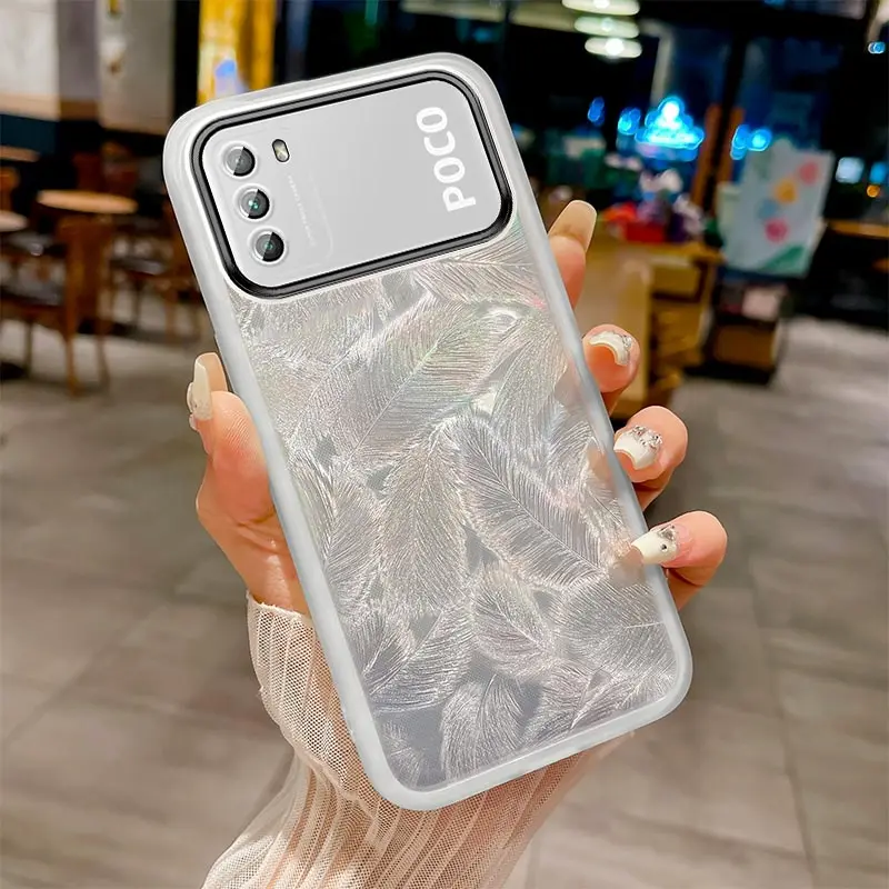 Glitter Feather Pattern Silicone Soft Case - Stylish Back Cover