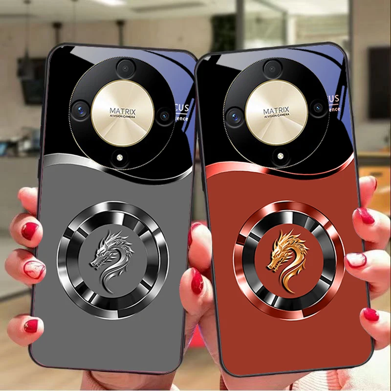 Circle Chinese Loong Tempered Glass Phone Case