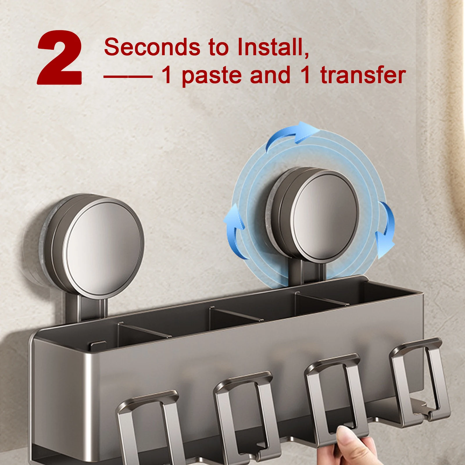 Toothbrush Holder Suction Cup Toothbrush Holder With Squeezer Perforation-free Bathroom Shelf Mouthwash Cup