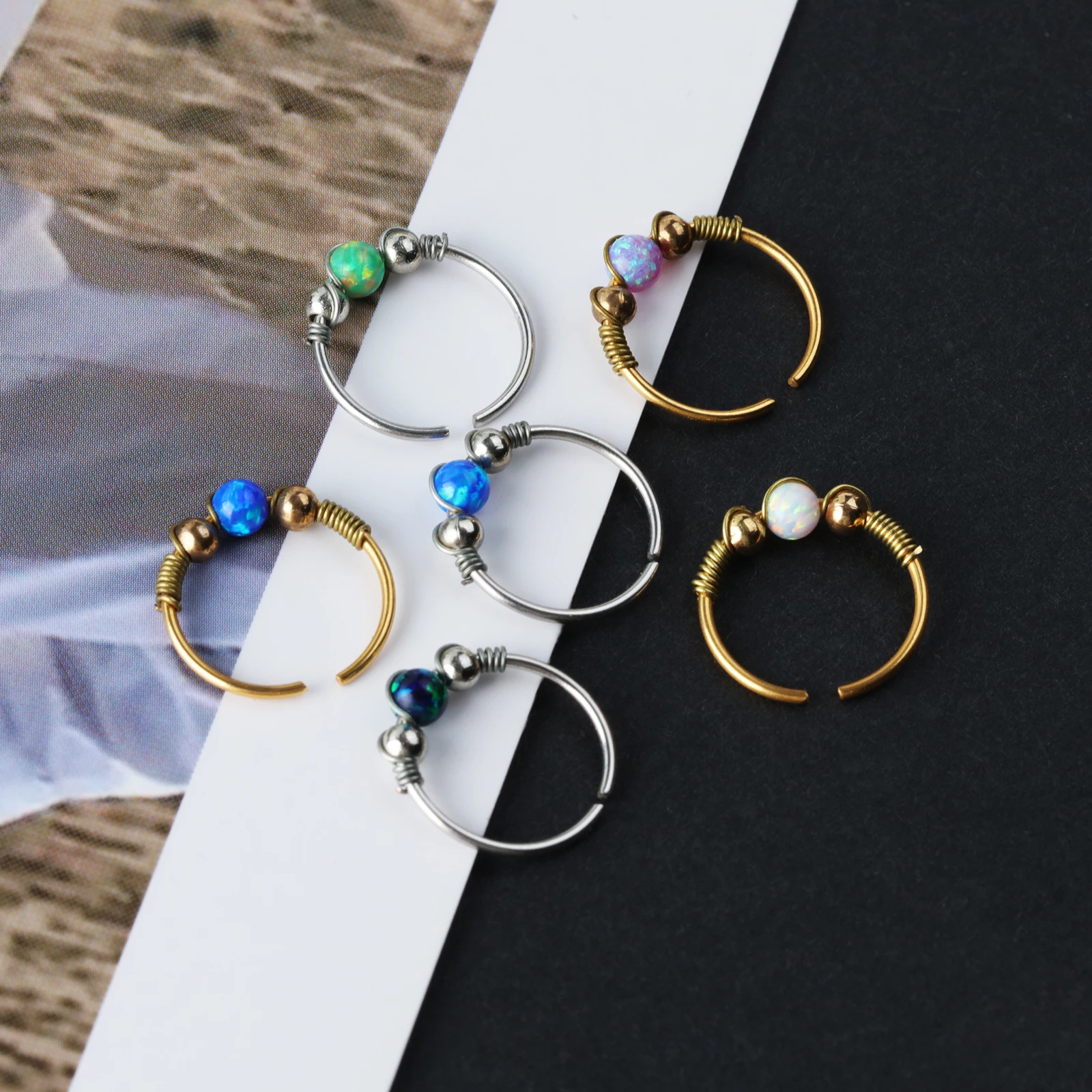 Stainless steel fake nose septum cheater bead nose hoop non earrings 1pc fashion jewelry hoop earrings piercing jewelry nose rings body piercing jewelry body jewelry ear piercing jewelry body piercing earrings metal jewelry ear studs nose studs