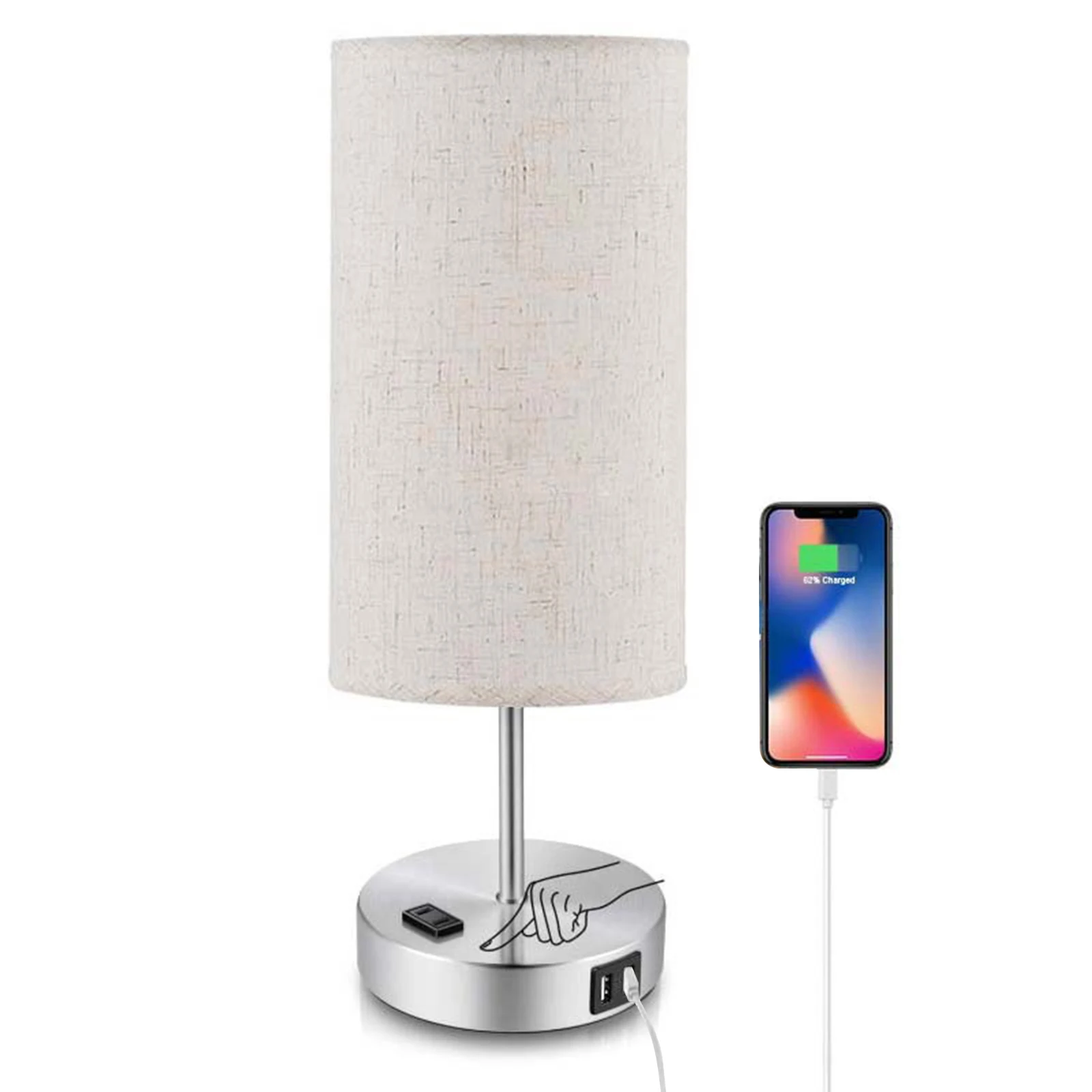 

LED Bedside Lamp 3 Lighting Modes Touch LED Table Lamp USB Bedside Light With Linen Shade For Bedroom Office Living Room