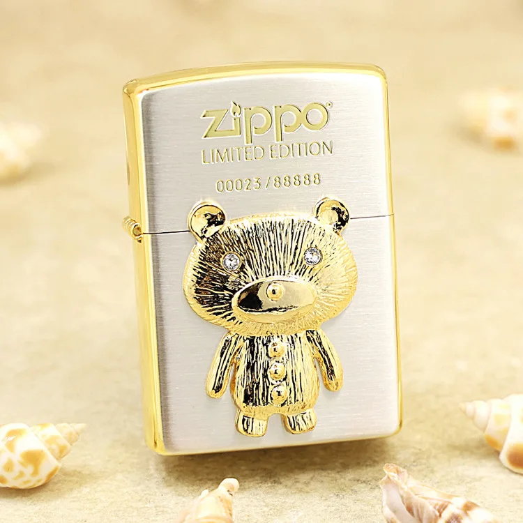 

Подлинная масляная Зажигалка Zippo Golden Bear, медная ветрозащитная керосиновая зажигалка, подарок с кодом защиты от подделки