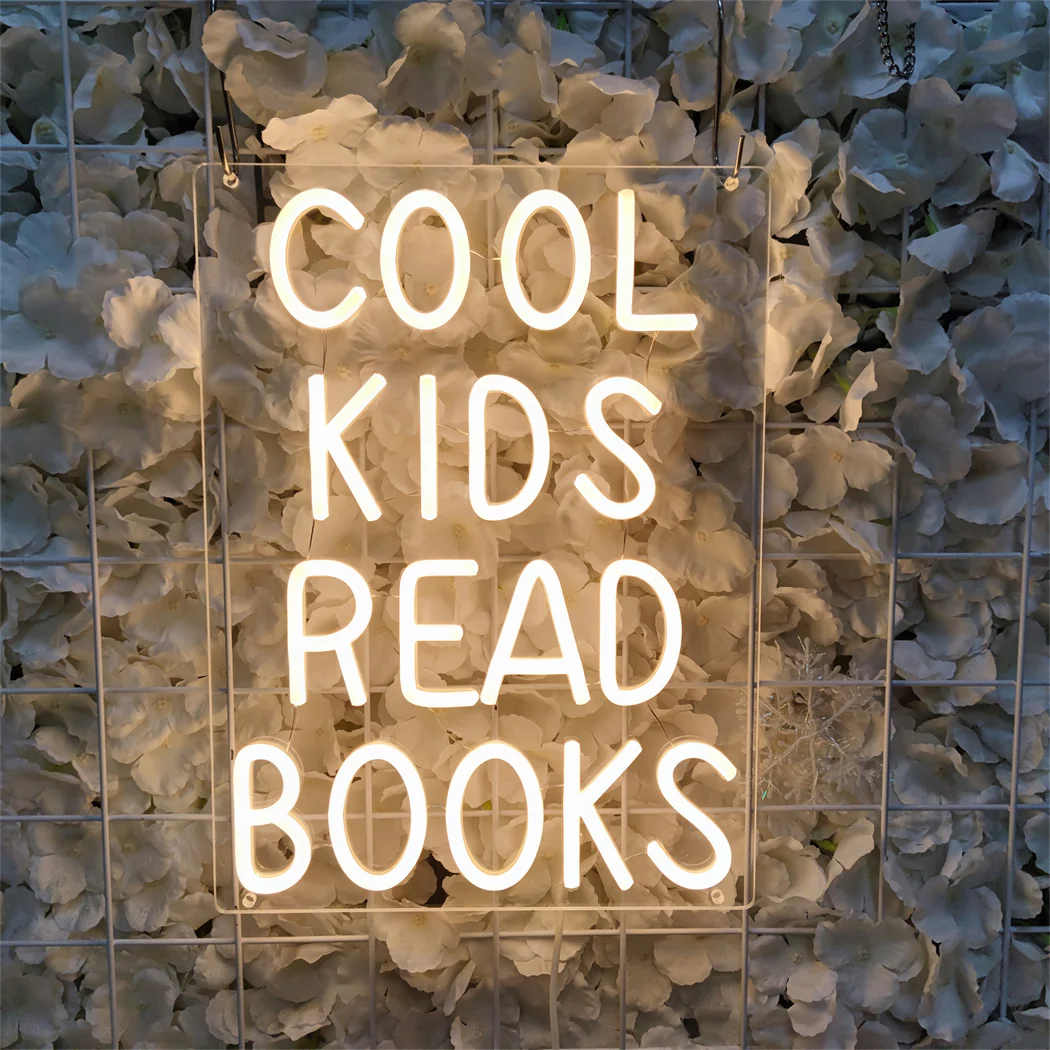 Description Picture 6 of itemKids' Reading Neon Sign Usb Powered Led Wall Art For Bedroom Library Decor Neon Signs Kid Room Party Decoration Neon Light Signs
