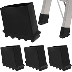 4Pcs Non - Slip Rubber Ladder Feet Covers - Thickened Floor Protectors and Bumpers (Black)