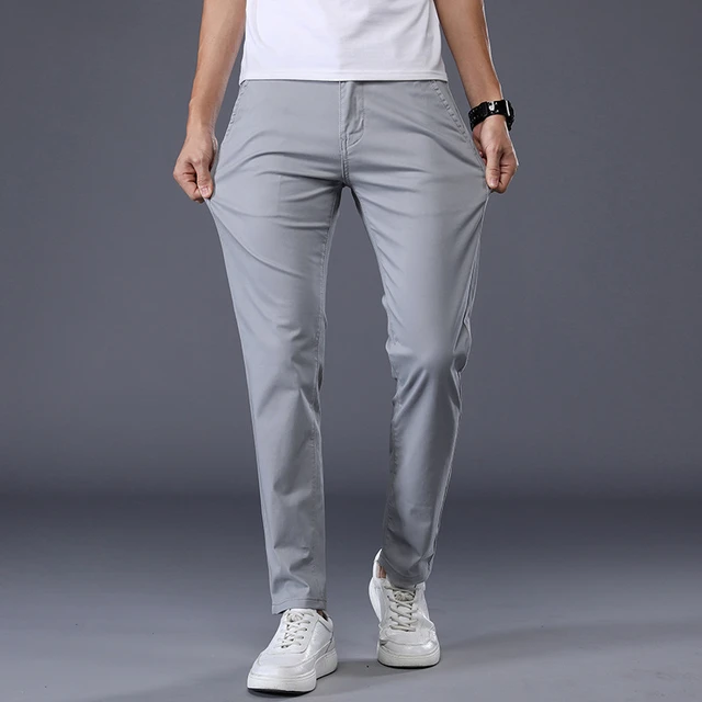 2023 New Men's Classic Solid Color Summer Thin Casual Pants Business  Fashion Stretch Cotton Slim Brand Trousers Male 7 Colors - AliExpress