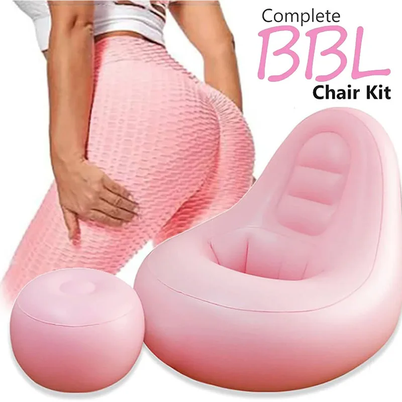 BBL Inflatable Sofa, Lounge Sofa with Ottoman for After Brazilian Butt Lift Surgery Recovery/Fast Lipo Surgery, Blow Up Air Chair with Hole Modern