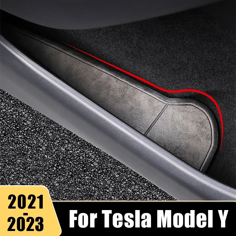 

For Tesla Model Y ModelY 2021 2022 2023 Leather Car Rubber Gate Slot Mats Cup Pad Storage Box Anti-Slip Mat Sticker Accessories