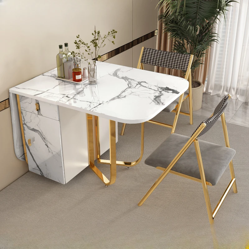 

Nordic Design Living Table Rectangular Unique White Space Saving Marble Table Folding Mobile Small Mesas De Comedor Furniture