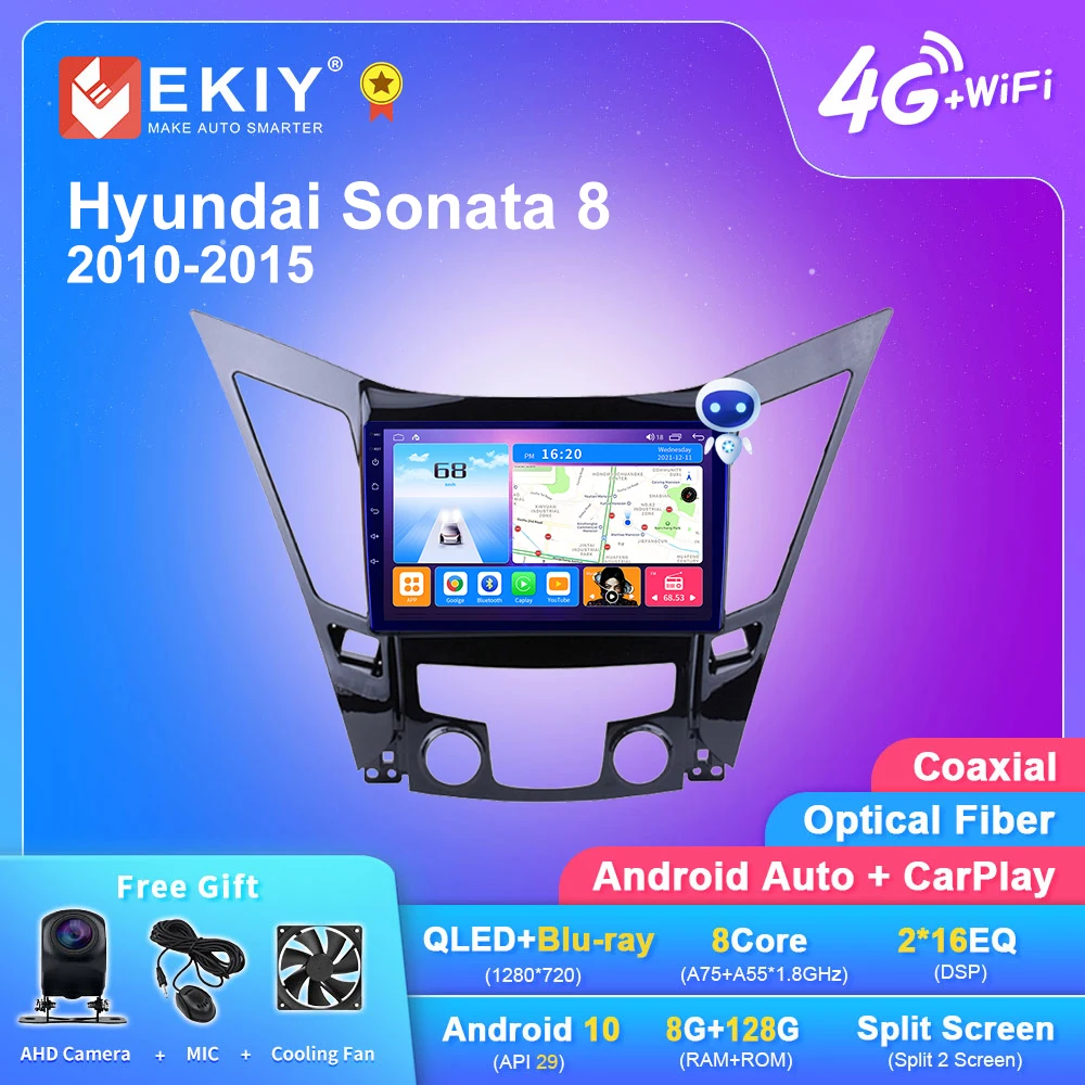 Ekiy T7 Dsp Android Auto Radio Per Hyundai Sonata 8 2010-2015 Stereo Car Multimedia Lettore Video Gps Navi System Tape Recorder