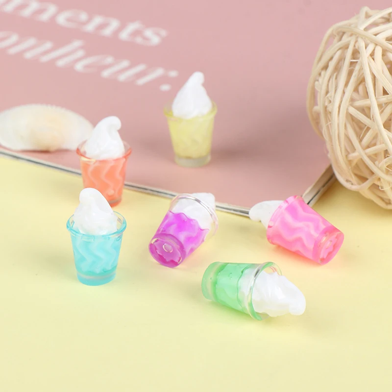 Dollhouse Miniature Ice-cream Coffee Cup Drink Model Pretend Play House Toys Mini Doll House Decor Kitchen Food Doll Accessories