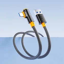 High - Speed 240W Super Flash Charging USB to Type C 90° Elbow Data Cable - Available in 1M, 1.5M, 2M, 3M Lengths - 0.25M (Black)