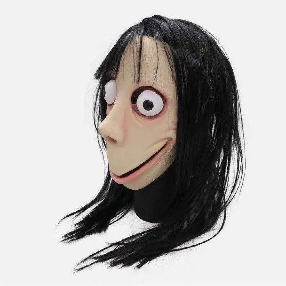 Scary Ghost Mask with Long Wig for Cosplay and Halloween Parties