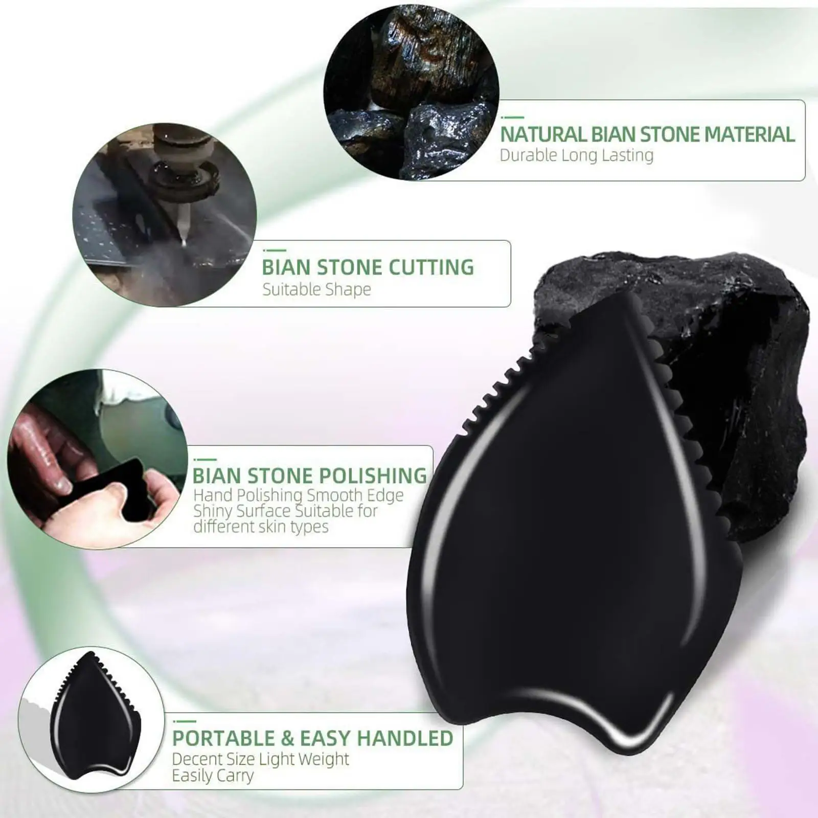 

Natural Bian Stone Gua Sha Facial Tool Relieves Tension Anti Aging for Neck