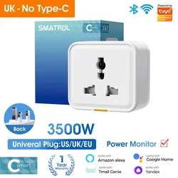 Universal Smart WiFi Plug Socket with Power Monitoring and Timer Functionality - SMR-MG-CZ109W-UK (Power monitoring)
