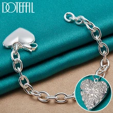 

DOTEFFIL 925 Sterling Silver Heart Photo Frame Pendant Bracelet For Women Man Charm Wedding Engagement Party Fashion Jewelry